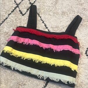 The wolf gang linen fringe top xs